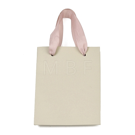Paper Gift Tote Bags with Pink Ribbon Handles ABAG-K004-03-1
