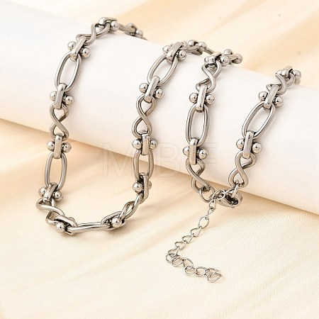 304 Stainless Steel Oval Infinity Link Chain Necklaces for Women Men NJEW-K249-20C-P-1