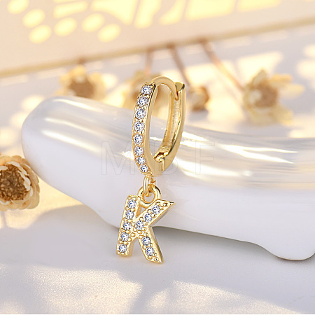 Brass Micro Pave Clear Cubic Zirconia Hoop Earrings WGE85EC-01-1