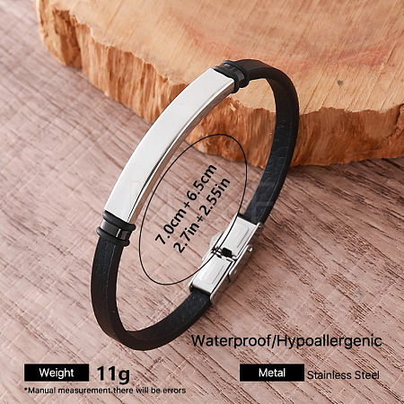 Vintage 304 Stainless Steel Imitation Leather Bracelets for Men QX2035-7-1