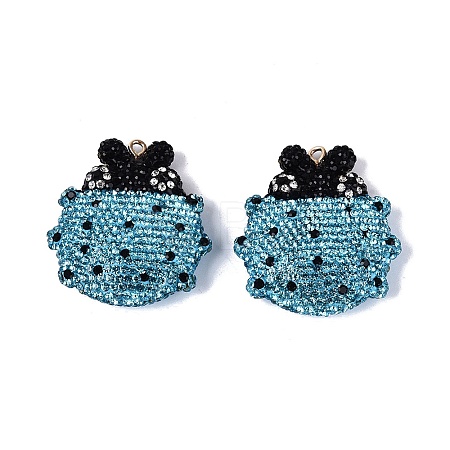 Handmade Polymer Clay & Rhinestone Big Pendants FIND-Q123-01D-1