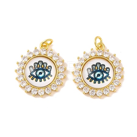 Rack Plating Brass Micro Pave Cubic Zirconia Pendants KK-H486-21G-03-1