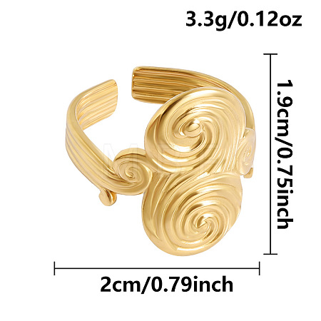 Wave Texture 304 Stainless Steel Open Cuff Rings XG7787-2-1