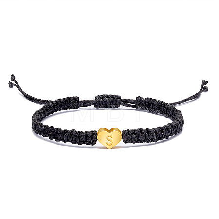 Alloy Heart with Letter Pattern Bead Braided Bead Bracelets FS-WGEB992-19-1