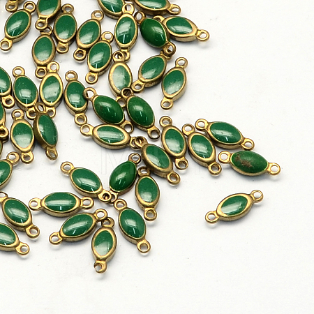 Antique Bronze Plated Brass Enamel Oval Links connectors KK-Q570-06C-1