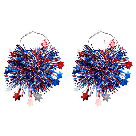 Independence Day Plastic Shiner & Alloy Hoop Earrings WG81119-03-1