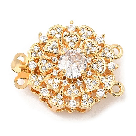 Brass Micro Pave Clear Cubic Zirconia Box Clasps KK-E052-01D-G01-1