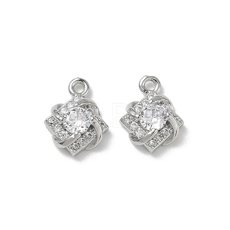Brass Micro Pave Clear Cubic Zirconia Charms KK-P355-20P-1