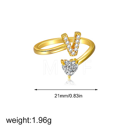 Brass Micro Pave Clear Cubic Zirconia Cuff Open Rings FS-WGF859A-12-1
