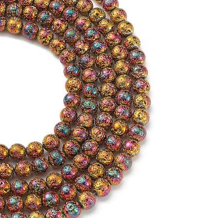 Electroplated Natural Lava Rock Beads Strands X-G-S352-30D-07-1