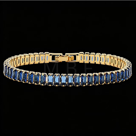 Brass Pave Cubic Zirconia Rectangle Tennis Bracelets for Women UU2091-7-1
