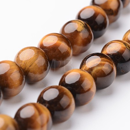 Round Natural Tiger Eye Bead Strands G-J346-13-8mm-1