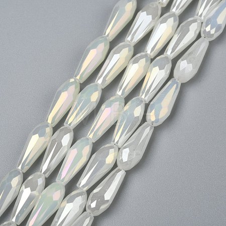 Electroplated Opaque Glass Beads Strands EGLA-L015-FR-B17-01-1