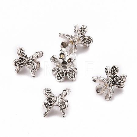 Tibetan Style Double Sided Flower Bead Caps PALLOY-O042-02-1