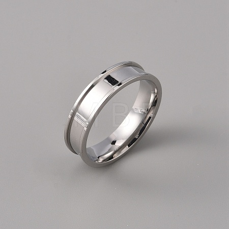 201 Stainless Steel Grooved Finger Ring Settings STAS-WH0027-27F-P-1
