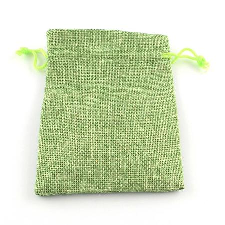 Polyester Imitation Burlap Packing Pouches Drawstring Bags ABAG-R005-9x7-02-1