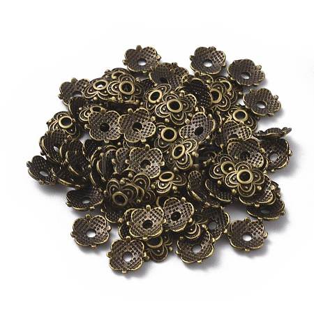 4-Petal Tibetan Style Alloy Flower Bead Caps X-TIBE-S222-AB-NR-1