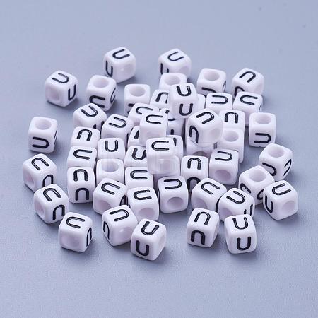 Acrylic Horizontal Hole Letter Beads PL37C9308-U-1