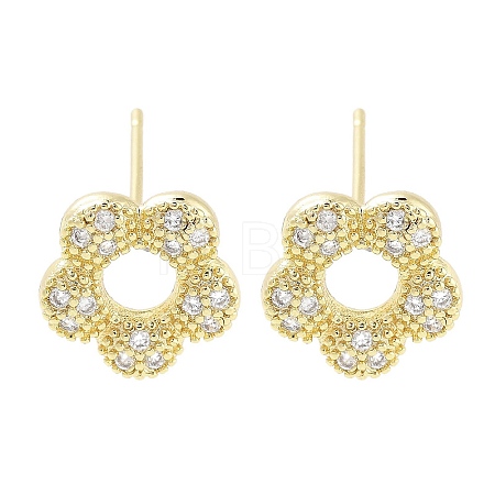 Brass Micro Pave Clear Cubic Zirconia Stud Earrings for Women EJEW-S217-E05-1