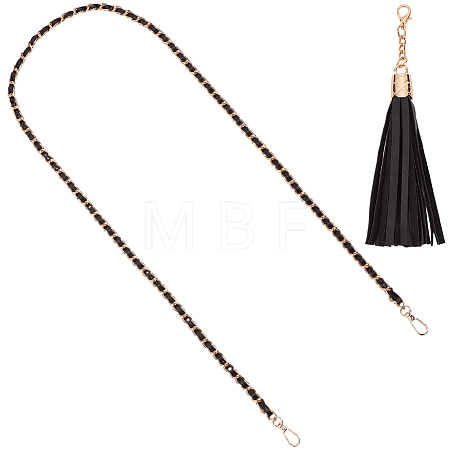Adjustable Black Imitation Leather Bag Straps PURS-CL0001-55A-1