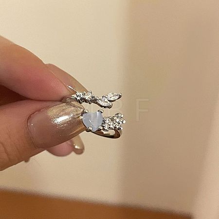 1Pc Heart Alloy Rhinestone Cuff Rings FS-WGDF7E1-03-1