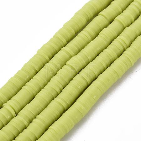 Flat Round Handmade Polymer Clay Beads CLAY-R067-6.0mm-10-1