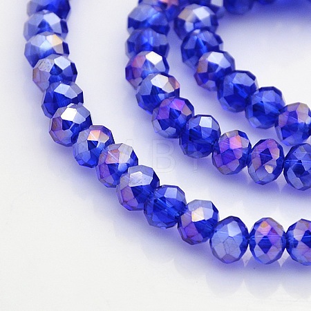 AB Color Plated Faceted Rondelle Electroplate Glass Beads Strands GLAA-A024D-AB13-1