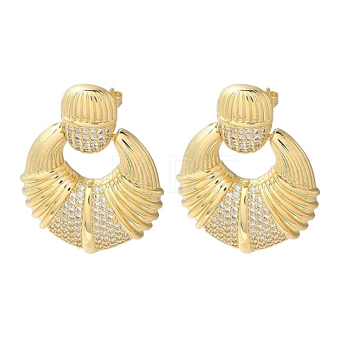Rack Plating Brass Micro Pave Cubic Zirconia Dangle Stud Earrings EJEW-M230-09G-1