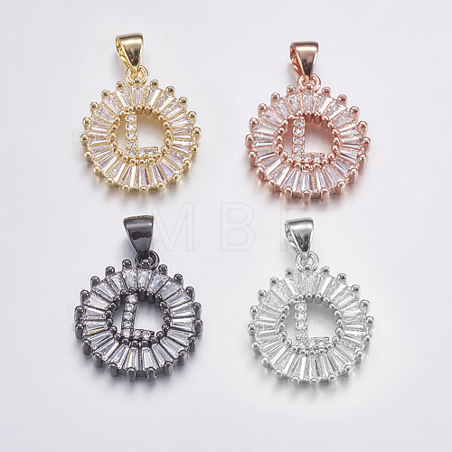 Long-Lasting Plated & Rack Plating Brass Micro Pave Cubic Zirconia Letter Pendants ZIRC-A007-03L-1