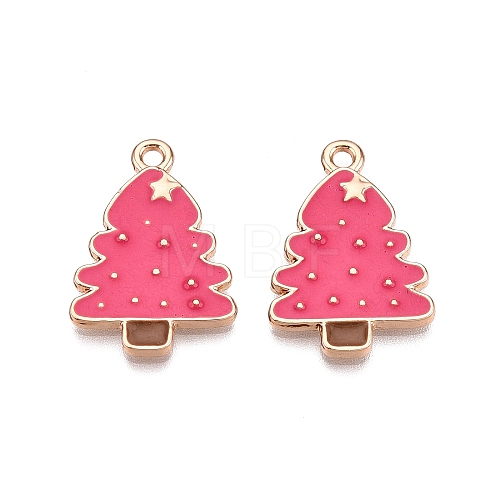 Christmas Theme Rack Plating Alloy Enamel Pendants ENAM-T021-17KCG-1