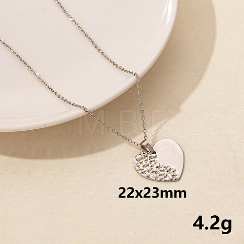 304 Stainless Steel Heart Pendant Necklaces SS2971-5-1