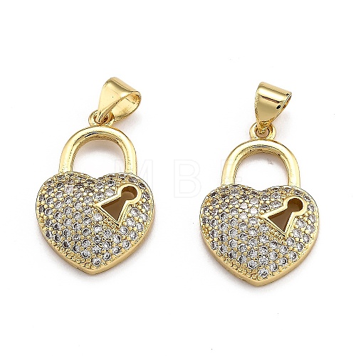 Brass Micro Pave Clear Cubic Zirconia Pendants X-ZIRC-J025-65G-1