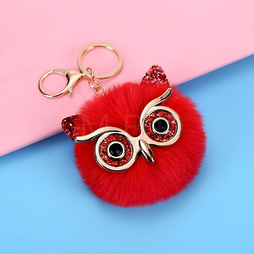 Owl Furry Pom-Pom Keychain for Women PW-WG49E57-02-1