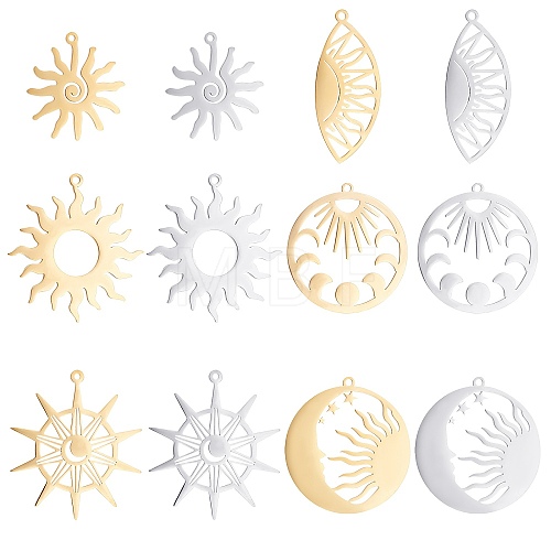 DICOSMETIC 12Pcs 12 Style Ion Plating(IP) 201 Stainless Steel Pendants STAS-DC0002-87-1