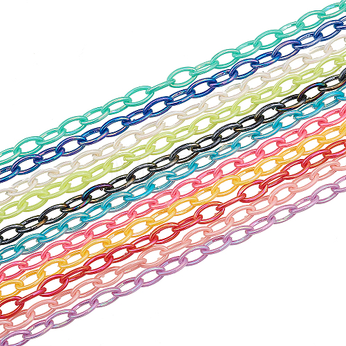 11 Colors Acrylic Opaque Cable Chains PACR-CJ0001-12-1