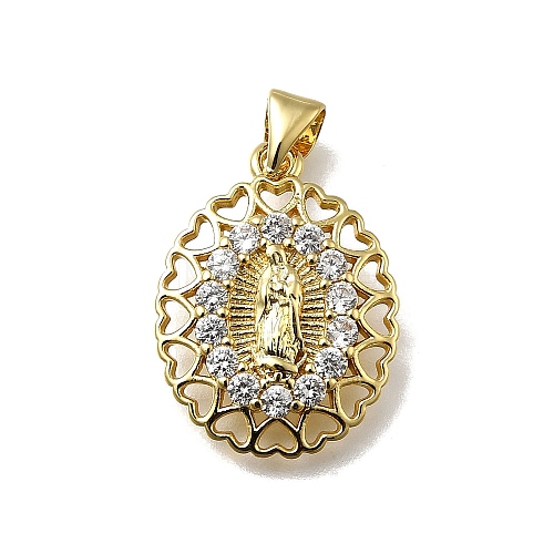 Brass Micro Pave Cubic Zirconia Pendants KK-C090-35G-02-1