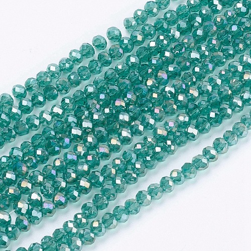 Electroplate Glass Beads Strands X-GLAA-F076-FR04-1