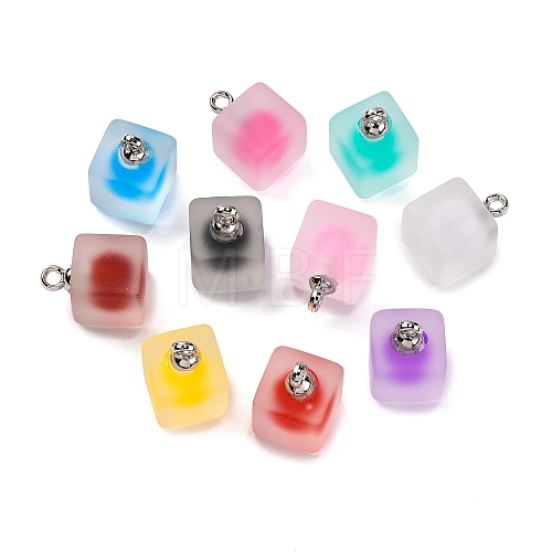 Frosted Resin Cube Pendants RESI-U002-11-1