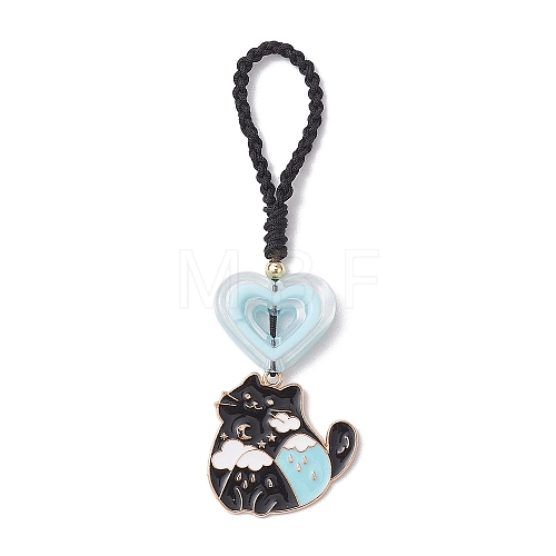 Cat Alloy Enamel Pendant Deciration HJEW-JM02037-1