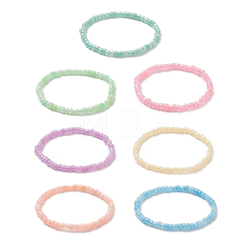 7Pcs 7 Color Glass Seed Beaded Stretch Bracelets Set for Women BJEW-JB09164-1