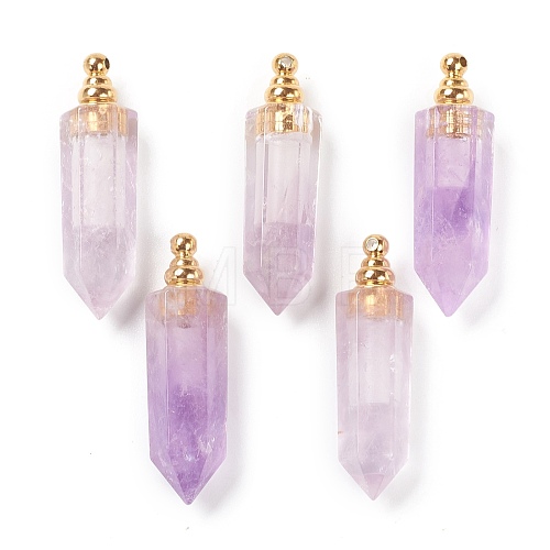 Faceted Natural Amethyst Pendants G-H252-F01-1