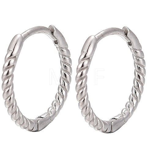 Anti-Tarnish Unisex Rhodium Plated 925 Sterling Silver Hoop Earrings EJEW-AA00271-06P-1