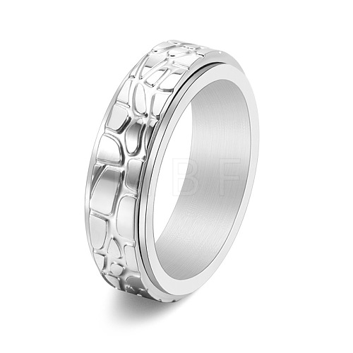 Textured Stainless Steel Rotating Finger Ring PW-WG29121-06-1