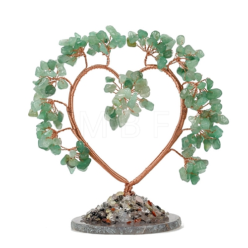 Natural Green Aventurine Chips Heart Tree Decorations PW-WG86934-05-1