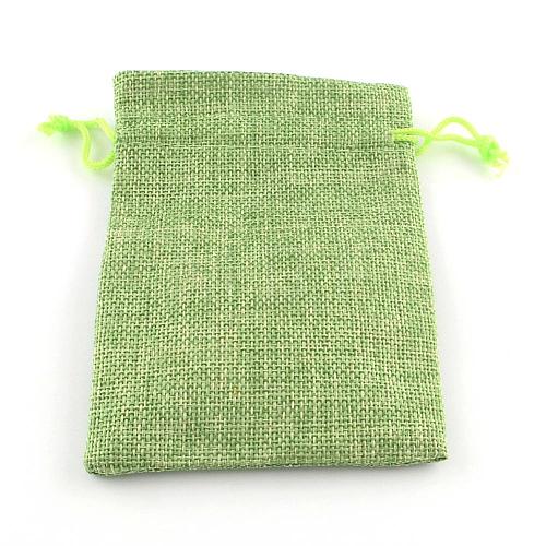 Polyester Imitation Burlap Packing Pouches Drawstring Bags ABAG-R005-9x7-02-1