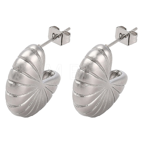 Flower Shape 304 Stainless Steel Stud Earrings EJEW-K259-01P-1