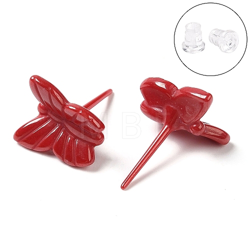 Hypoallergenic Bioceramics Zirconia Ceramic Butterfly Stud Earrings EJEW-C065-01C-1
