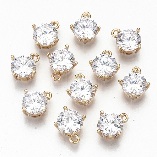 Brass Glass Rhinestone Charms GLAA-S179-33-RS-1