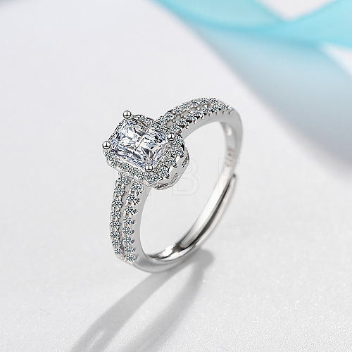 Minimalist Princess Square CZ Diamond Women's Ring - Elegant and Chic Design ST5377281-1