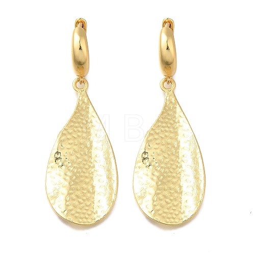 Rack Plating Leaf Brass Hoop Earrings EJEW-H016-01G-1